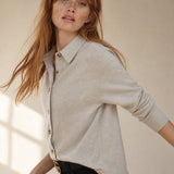 Windsor Polo Cardigan — Gray, banana_republic product shot