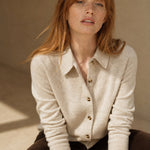 Windsor Polo Cardigan — Gray, banana_republic product shot