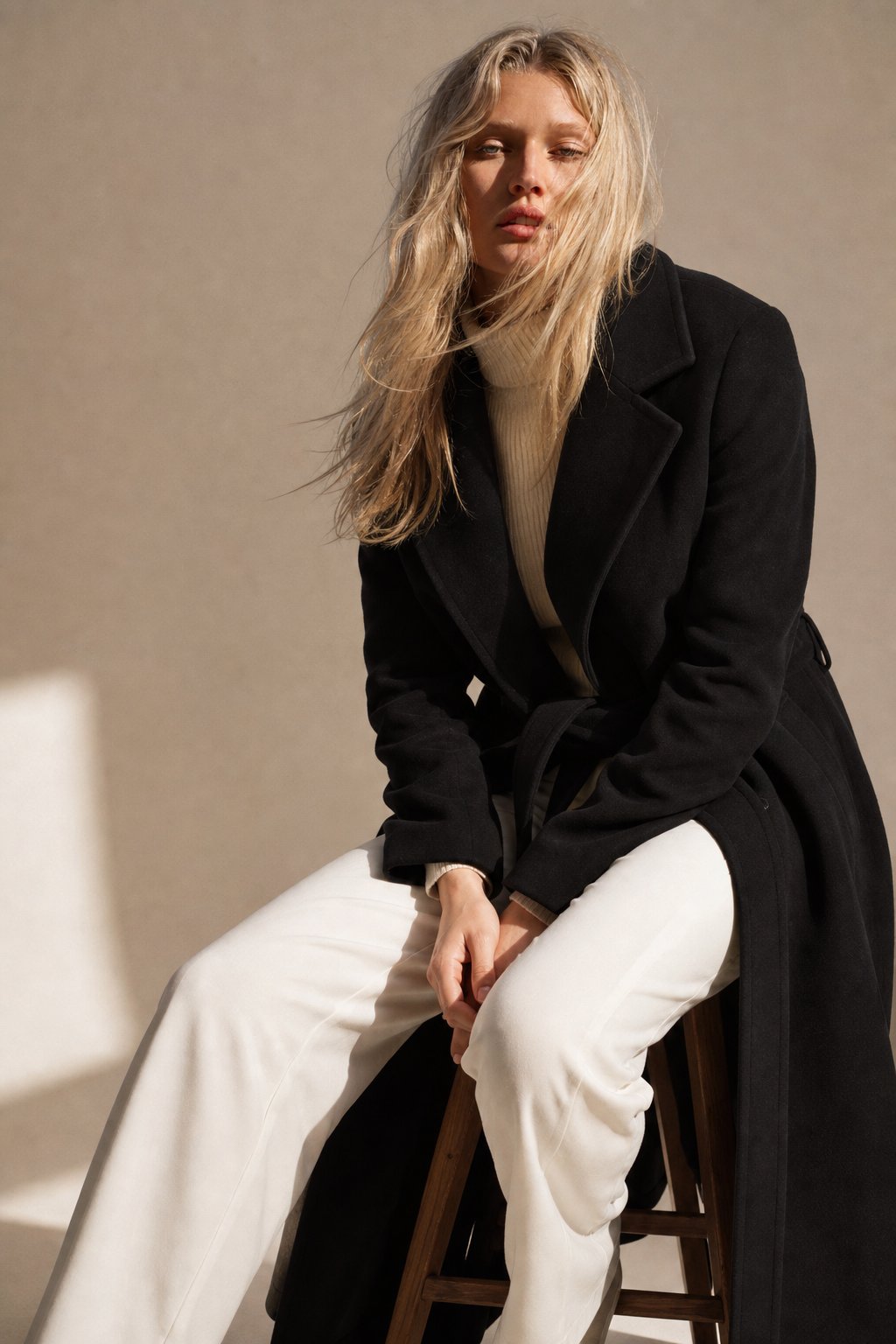 Winter Cinch Woolen Coat — Black, banana_republic product shot
