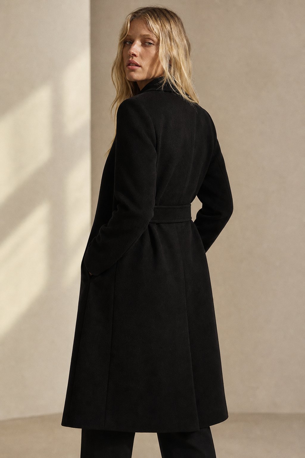 Winter Cinch Woolen Coat — Black, banana_republic product shot