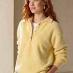 Women's 100% Wool Knit Hoodie Sweater Casual — Yellow, banana_republic product shot