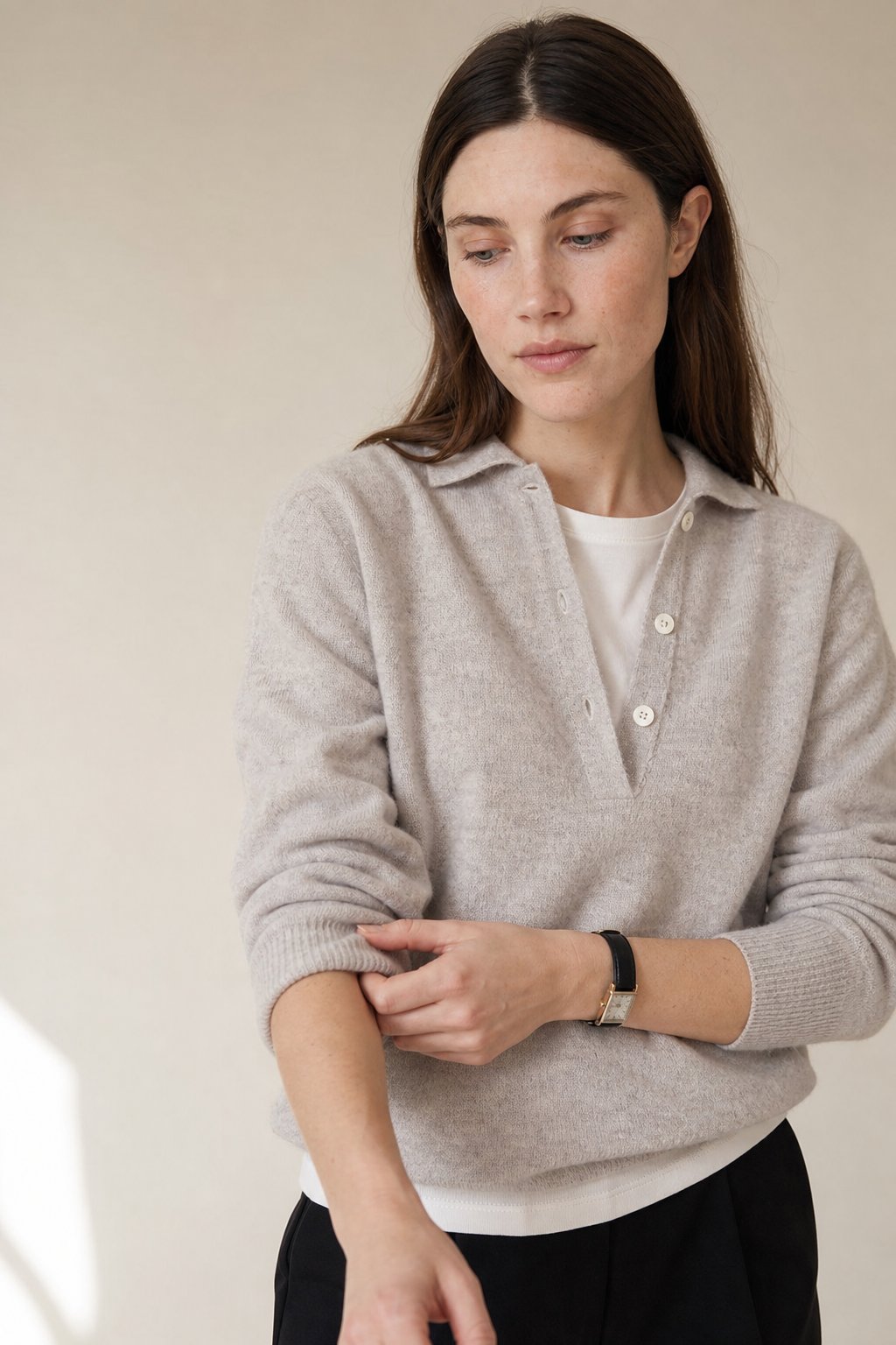 Women's 100% Wool Knit Hoodie Sweater Casual — White, banana_republic product shot