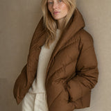 Women's Classic Hooded Down Puffer — Brown, banana_republic product shot