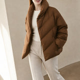 Women's Classic Hooded Down Puffer — Brown, banana_republic product shot