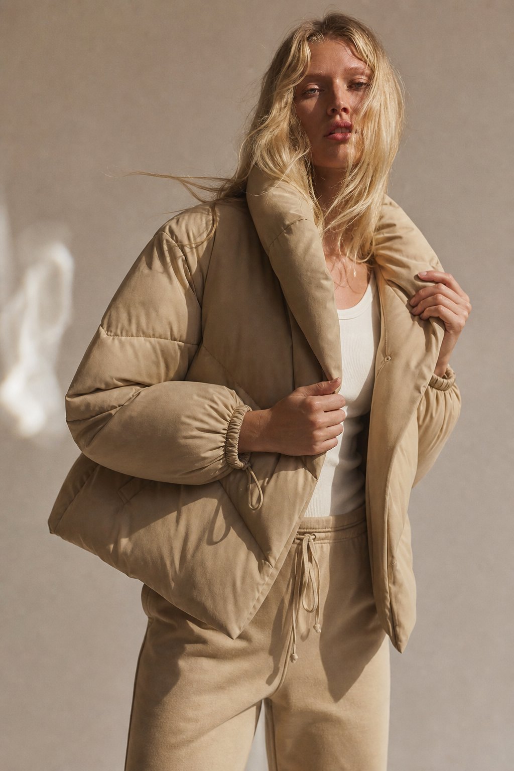 Women's Classic Hooded Down Puffer — Crème, banana_republic product shot