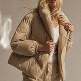 Women's Classic Hooded Down Puffer — Crème, banana_republic product shot