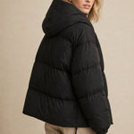 Women's Classic Hooded Down Puffer — Black, banana_republic product shot