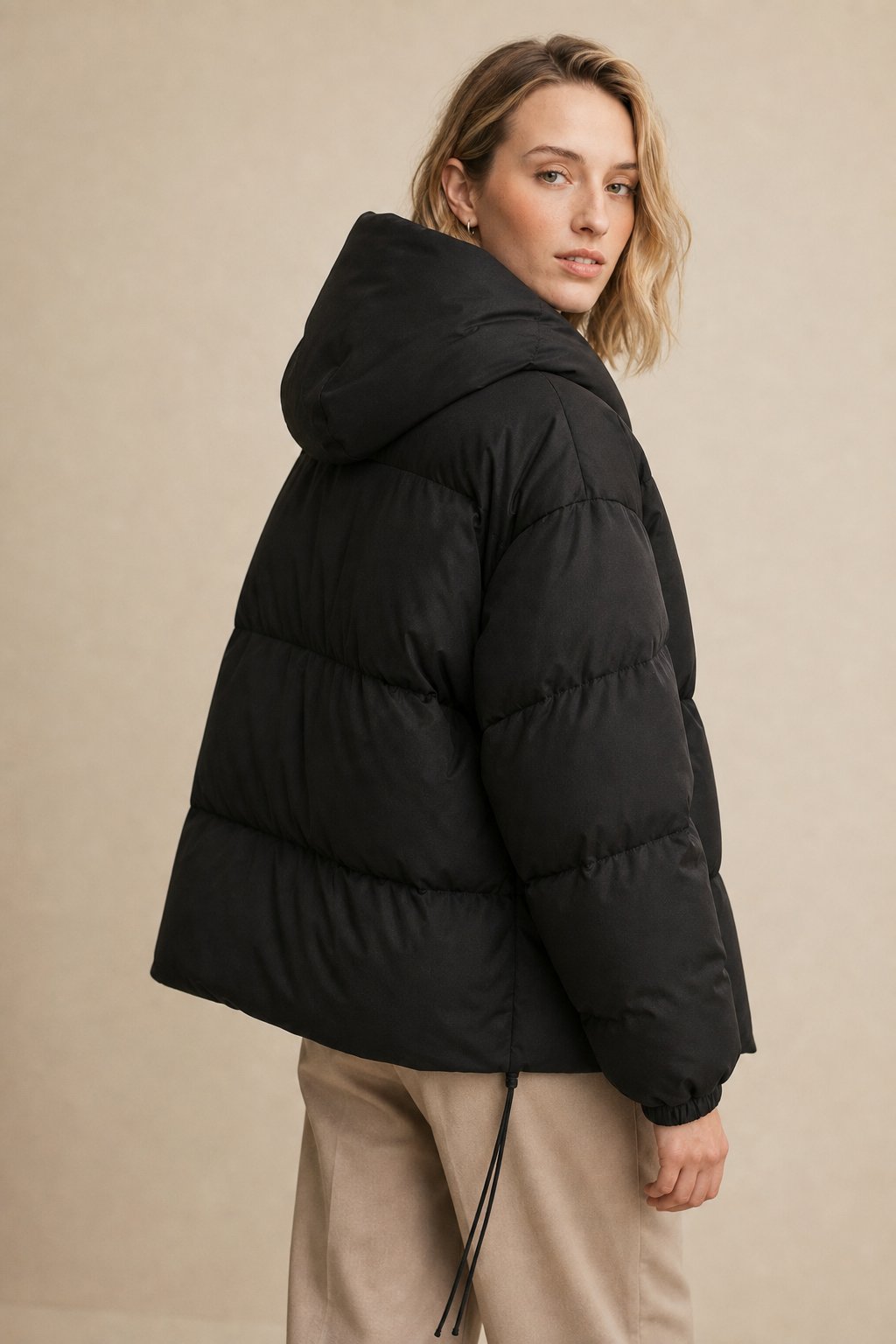 Women's Classic Hooded Down Puffer — Black, banana_republic product shot