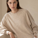 Women's Cotton Sweatshirt Loose Lantern Sleeve Pullover — Beige, banana_republic product shot