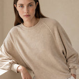 Women's Cotton Sweatshirt Loose Lantern Sleeve Pullover — Beige, banana_republic product shot