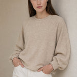 Women's Cotton Sweatshirt Loose Lantern Sleeve Pullover — Beige, banana_republic product shot