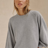 Women's Cotton Sweatshirt Loose Lantern Sleeve Pullover — Gray, banana_republic product shot