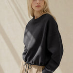 Women's Oversized Cotton Hoodie Pullover Streetwear — Black, banana_republic product shot