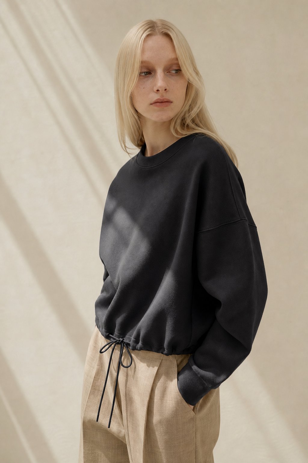 Women's Oversized Cotton Hoodie Pullover Streetwear — Black, banana_republic product shot