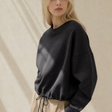 Women's Oversized Cotton Hoodie Pullover Streetwear — Black, banana_republic product shot