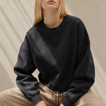 Women's Oversized Cotton Hoodie Pullover Streetwear — Black, banana_republic product shot