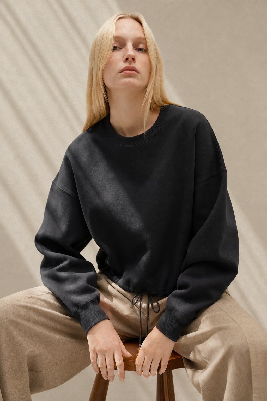 Women's Oversized Cotton Hoodie Pullover Streetwear — Black, banana_republic product shot