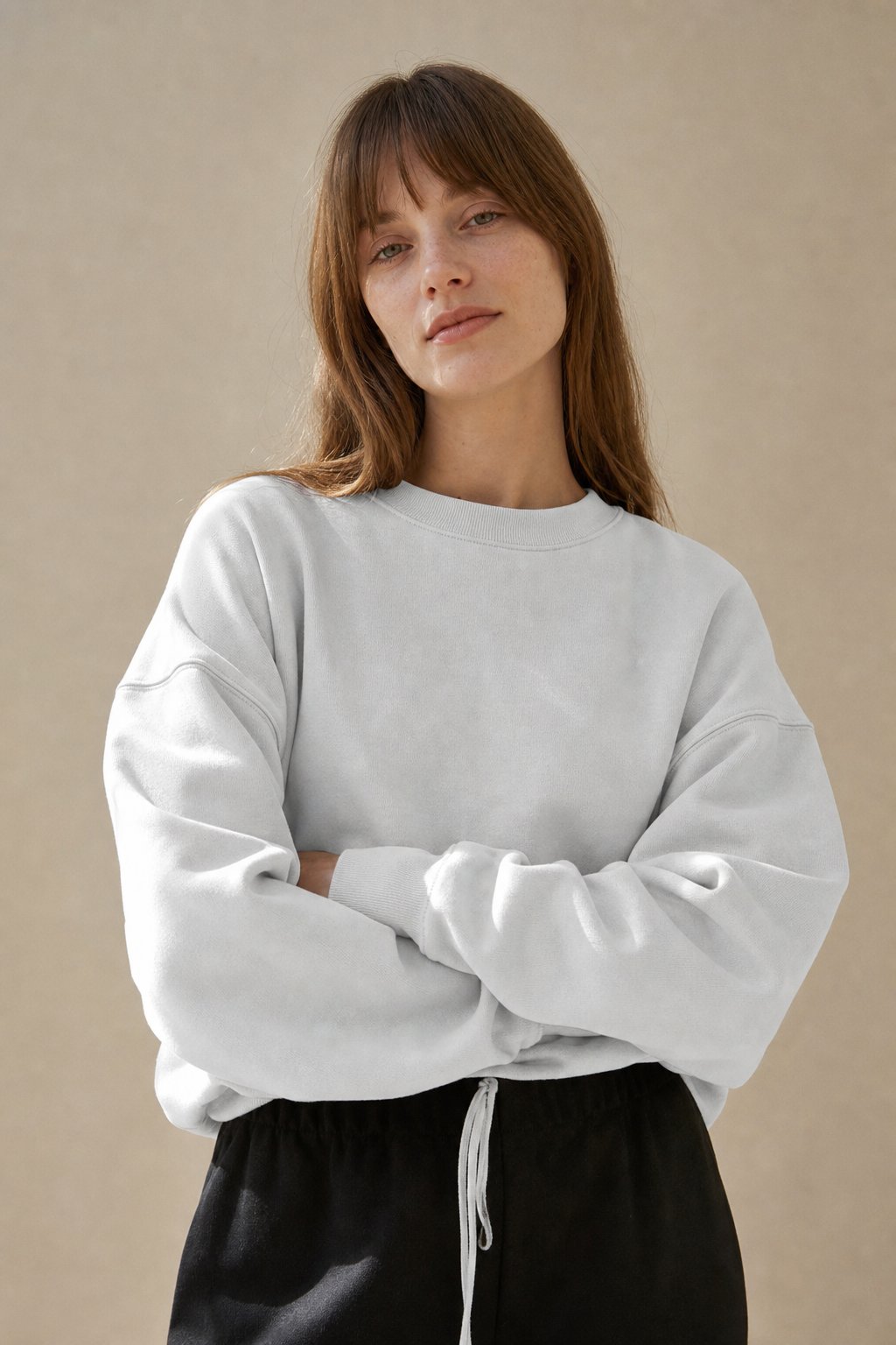 Women's Oversized Cotton Hoodie Pullover Streetwear — White, banana_republic product shot