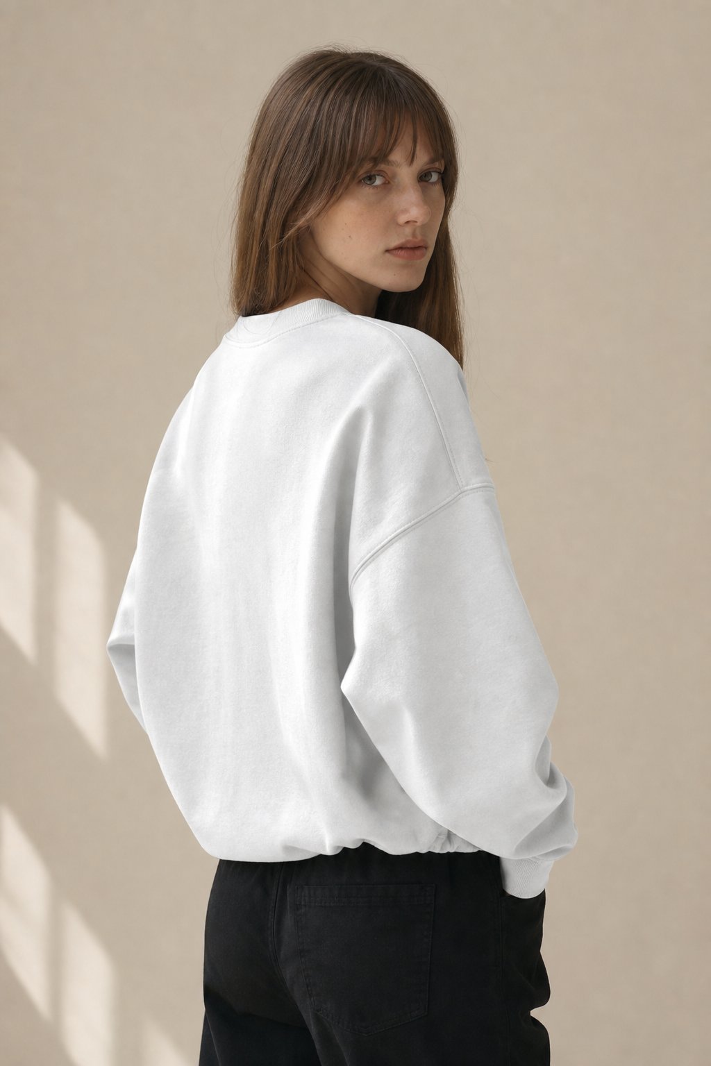 Women's Oversized Cotton Hoodie Pullover Streetwear — White, banana_republic product shot