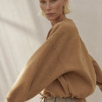Women's Oversized Cotton Hoodie Pullover Streetwear — Brown, banana_republic product shot