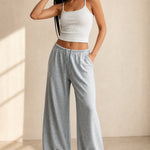 Women's Wide Leg Jogger Pants Drawstring Loose Fit — Gray, banana_republic product shot