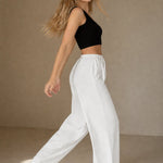 Women's Wide Leg Jogger Pants Drawstring Loose Fit — White, banana_republic product shot
