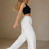Women's Wide Leg Jogger Pants Drawstring Loose Fit — White, banana_republic product shot
