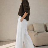 Women's Wide Leg Jogger Pants Drawstring Loose Fit — White, banana_republic product shot