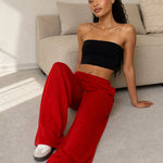 Women's Wide Leg Jogger Pants Drawstring Loose Fit — Red, banana_republic product shot