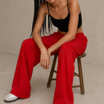 Women's Wide Leg Jogger Pants Drawstring Loose Fit — Red, banana_republic product shot