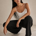 Women's Wide Leg Jogger Pants Drawstring Loose Fit — Black, banana_republic product shot