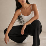 Women's Wide Leg Jogger Pants Drawstring Loose Fit — Black, banana_republic product shot