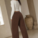Women's Wide Leg Jogger Pants Drawstring Loose Fit — Brown, banana_republic product shot