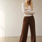 Women's Wide Leg Jogger Pants Drawstring Loose Fit — Brown, banana_republic product shot