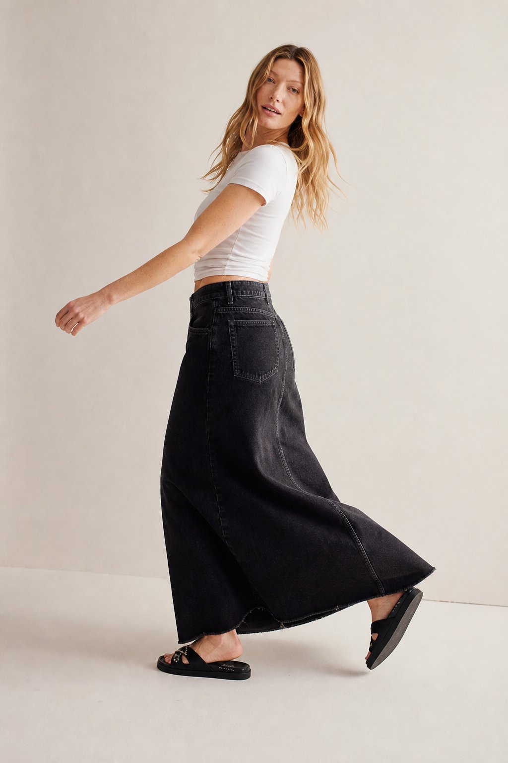Womens Vintage Denim Skirt Jeans — Black, banana_republic product shot