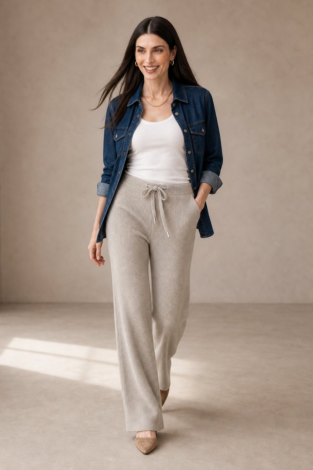 Wool Knitted Wide Leg Pants — Camel, banana_republic product shot