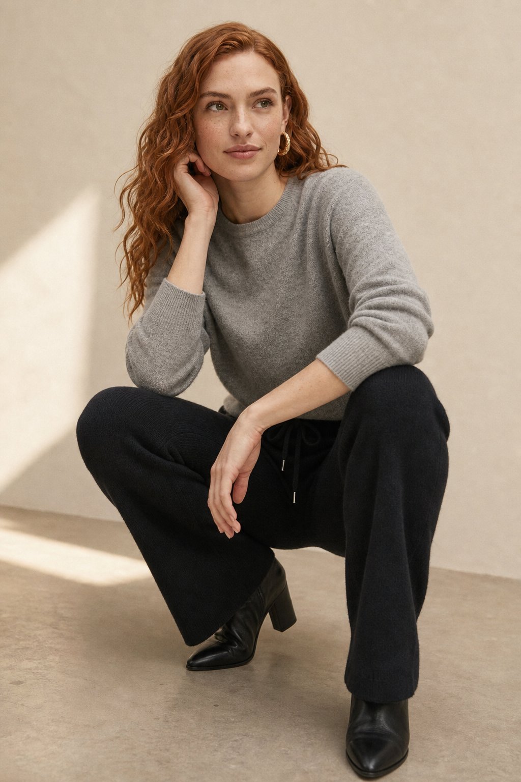 Wool Knitted Wide Leg Pants — Black, banana_republic product shot