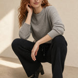 Wool Knitted Wide Leg Pants — Black, banana_republic product shot