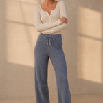 Wool Knitted Wide Leg Pants — Gray, banana_republic product shot