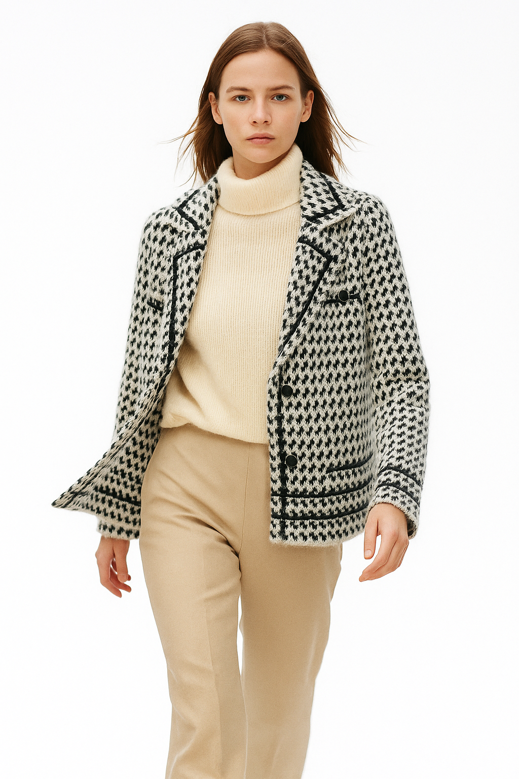 Vionne Houndstooth Knit Jacket